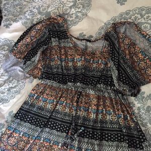 Boho print plus size maxi dress